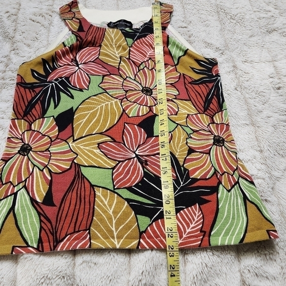 Size S Tank top Floral Cotton blend ribbed knit CABLE & GAUGE NWT - Picture 10 of 12